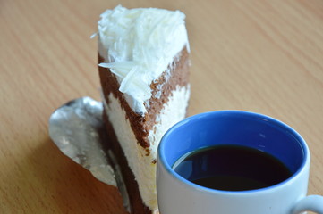 white chocolate cake and coffee