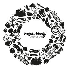 vegetables vector black icons on white background - 83232421