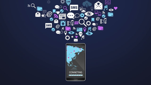 Various applications explosion out of smart phone. 