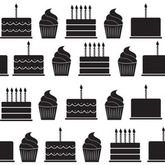 Birthday Cake Flat Seamless Pattern Background Vector Illustrati