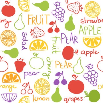 Hand drawn fruit seamless pattern