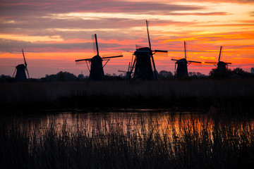 Windmills in Kinderdijk, Netherlands