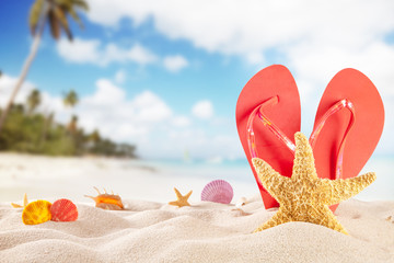 Summer beach with accessories