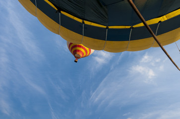 Colorful hot air balloon with beautiful blue sky and cloud