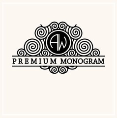 Stylish  graceful monogram ,  Art Nouveau style