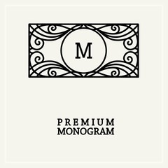 Stylish  vintage graceful monogram,  Art Nouveau style