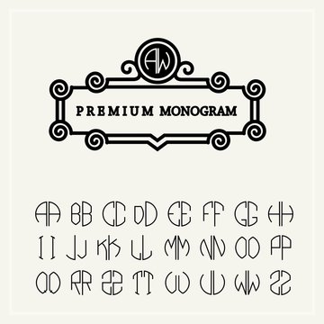 Set  template letters to create monograms of two letters