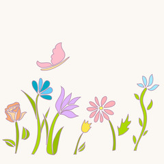 Spring flower with butterfly.