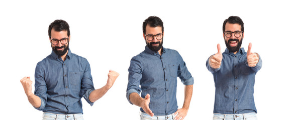 Young hipster man making a deal