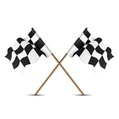 Two crossed checkered racing flags.