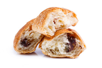 Tasty croissant on a white background.