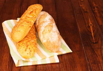 Bread loaves on napkin