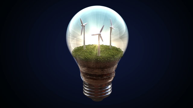 Wind energy makes an electric bulb 