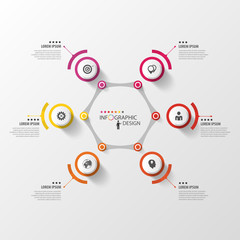 Abstract hexagon infographic design template with circles