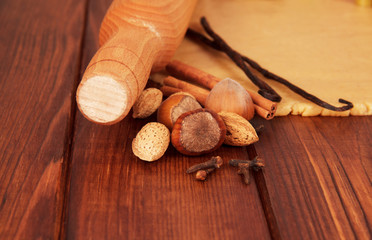 Hazelnuts with cinnamon sticks