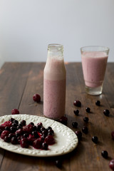 fresh organic blackberry cherry smoothie homemade yogurt rustic