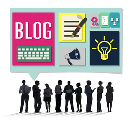 Obraz premium Blog Weblog Media Online Messaging Notes Concept