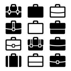 Briefcase Icons Set on White Background. Vector