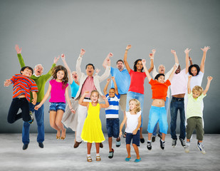 Obraz premium Children Celebration Jumping Ecstatic Happiness Concept