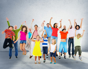 Obraz premium Children Celebration Jumping Ecstatic Happiness Concept