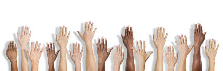 Group of Multiethnic Diverse Hands Raised