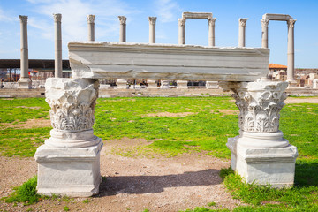 White portico fragment and columns, Smyrna