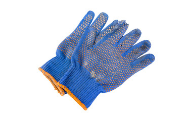 a pair of blue work gloves