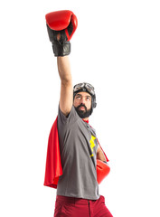super hero man doing boxing