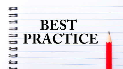 Best Practice Text written on notebook page