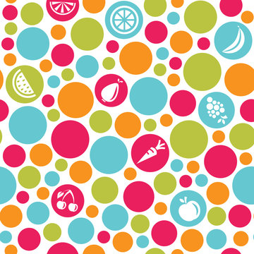 seamless dots background with fruits and vegetables