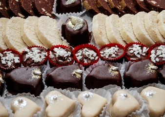 Assortment chocolate praline sweets