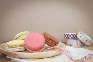 colorful macarons in vintage tone