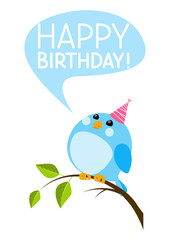 Cute bird with Birthday message