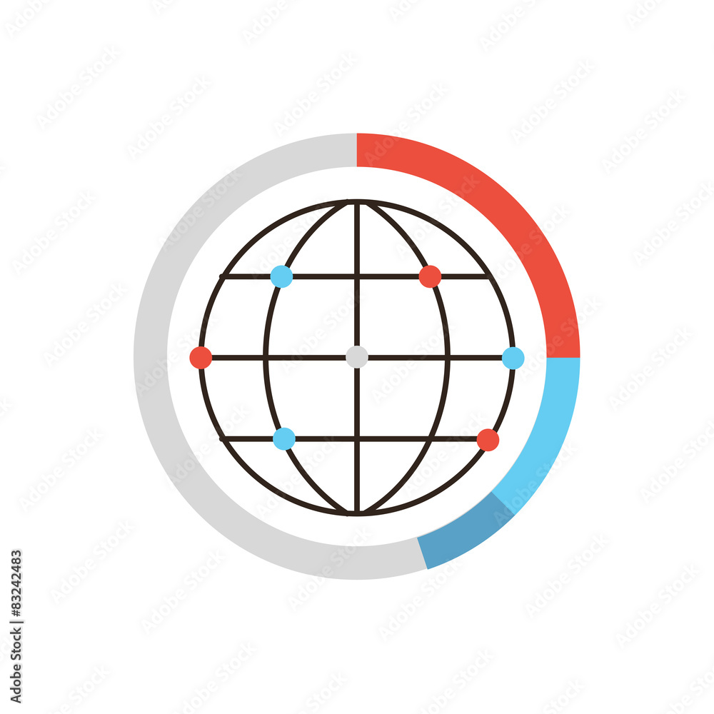 Aufkleber Global data network flat line icon concept