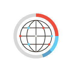 Obraz premium Global data network flat line icon concept