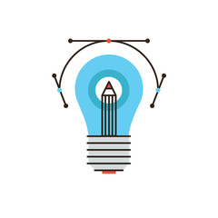 Creative drawing flat line icon concept