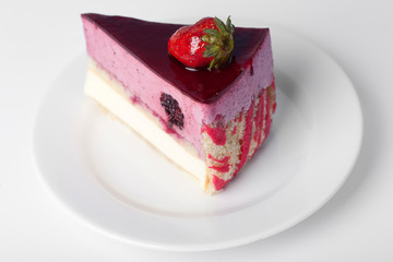 Piece of cake with a strawberry