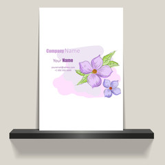 Abstract Flyer or Cover Design with purple flowers 