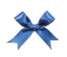 Blue bow isolated on white background