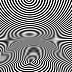 Pattern with optical illusion. Black and white background. 