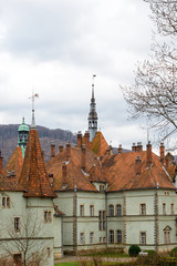 Obraz premium Sharp roofs of Shenborn Castle, Ukraine.