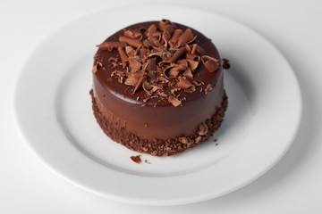 Piece of chocolate cake with icing