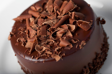 Piece of chocolate cake with icing