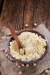 Chick Pea Flour on dark rustic background