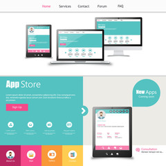 Flat Colorful Website Template Design 