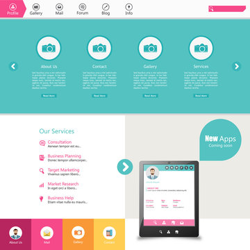 Flat Colorful Website Template Design 