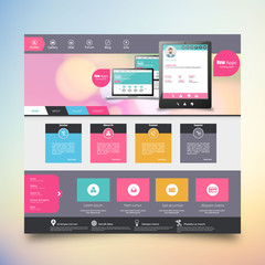 Flat Colorful website template with clean modern design. 