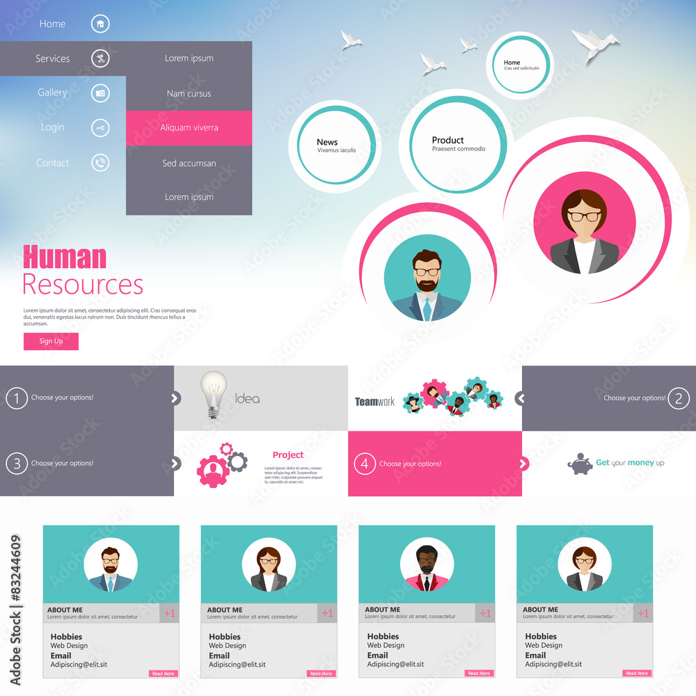 Poster flat website template vector design