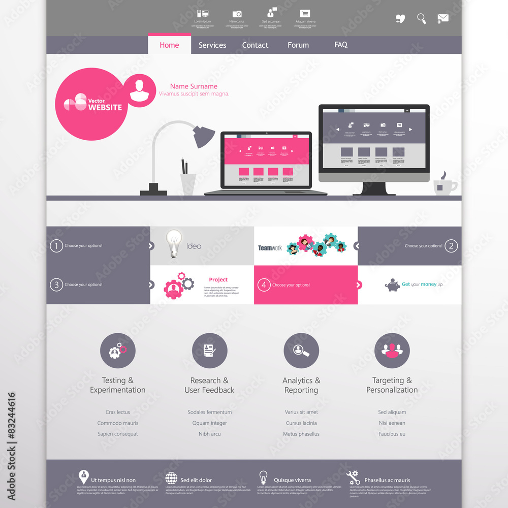 Poster flat website template vector design
