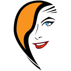 Beautiful woman with original orange hairstyle